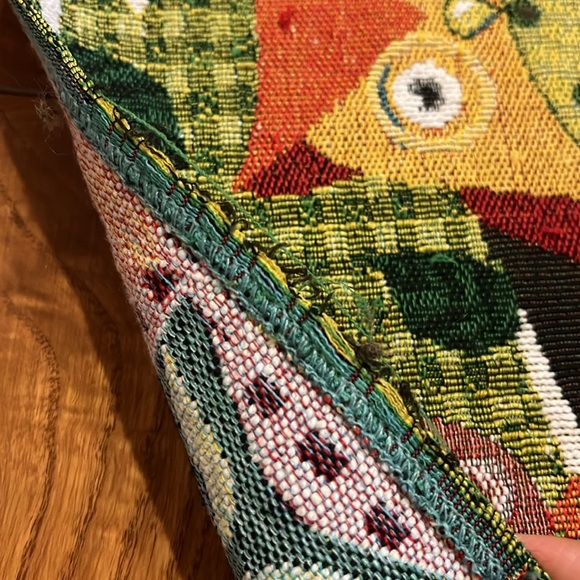 Owl tapestry table runner with 5 different owls sitting on a tree branch - Picture 12 of 13